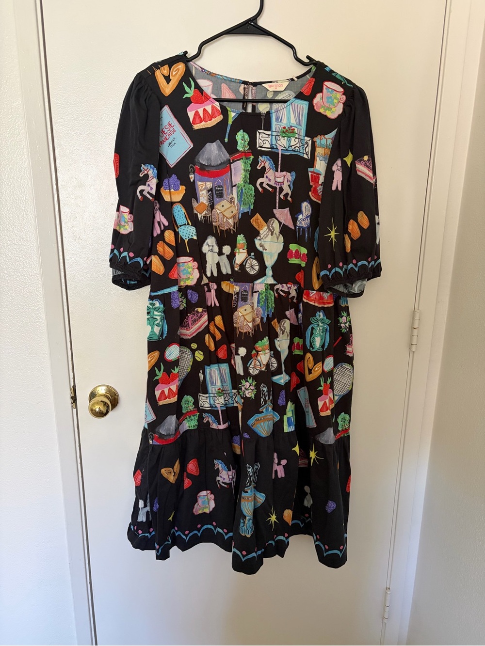 Gorman Black Midi Dress with Whimsical Paris print - Picture 2 of 6